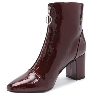 Forever 21 Burgundy Patent Block Heel Ankle Boots